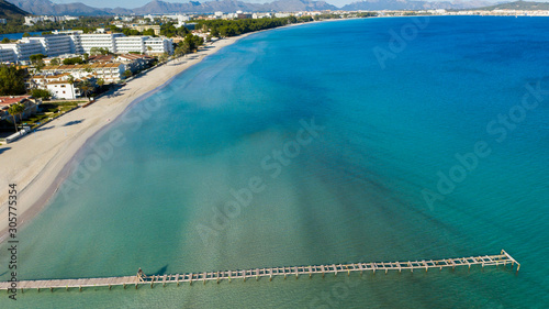 wooden pier in the sea Alcudia Mallorca Spain