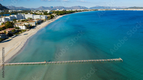 wooden pier in the sea Alcudia Mallorca Spain