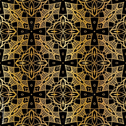 luxury gold batik pattern background , Batik Indonesian is a technique of wax-resist dyeing applied to whole cloth