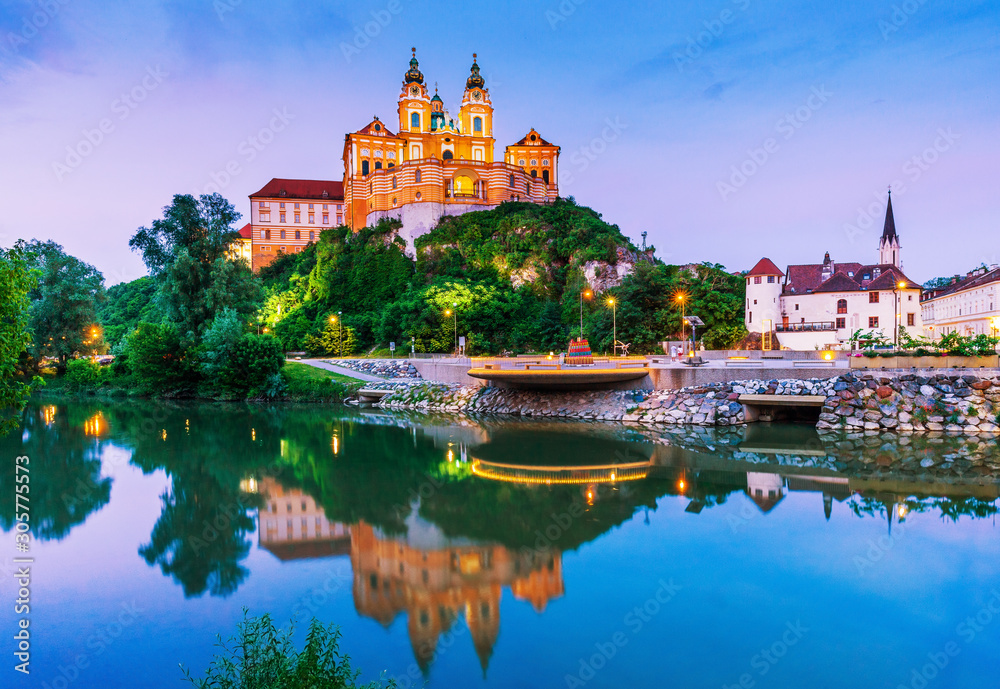 Melk, Austria. Benedictine abbey. - obrazy, fototapety, plakaty 