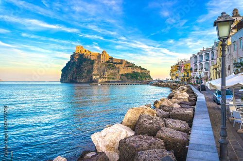 Ischia island and Aragonese medieval castle. Campania, Italy. photo