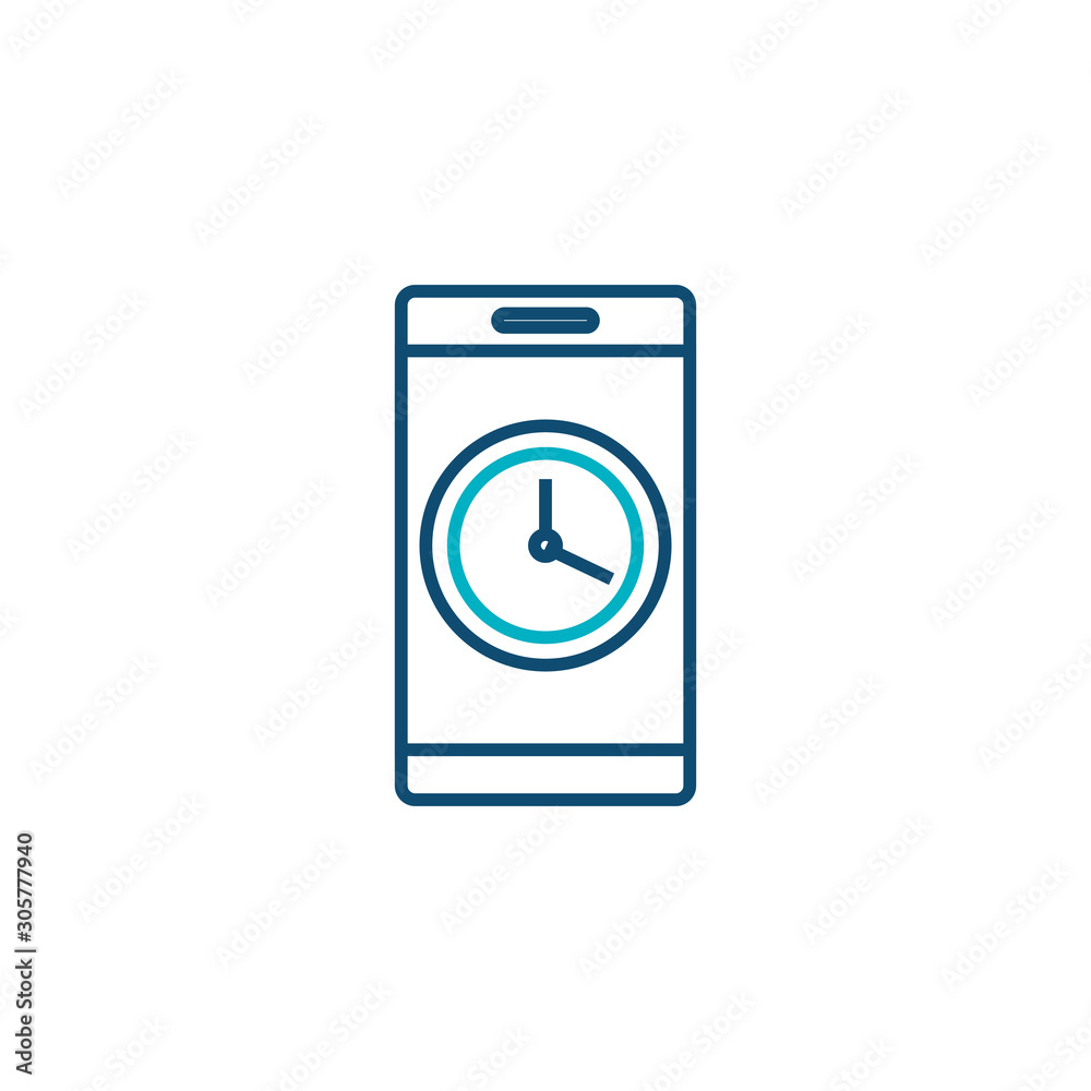 smartphone with clock line style icon