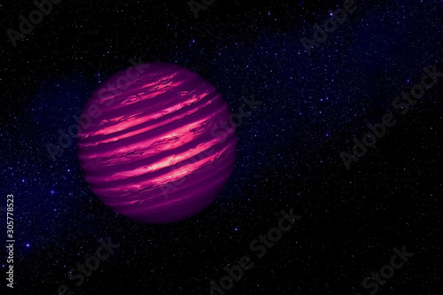 Red, hot exoplanet in deep space. Elements of this image furnished by NASA © Artsiom P