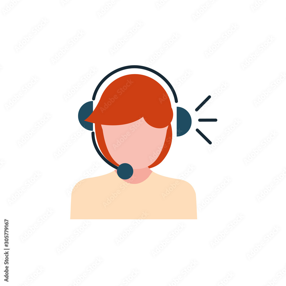 talking woman call center agent flat style talking woman call center agent flat style