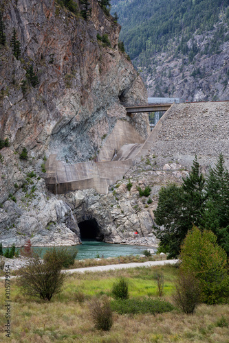 View of the Mission Dam Recreation Site during a summer day. Lacated near Lillooet, British Columbia, Canada. photo