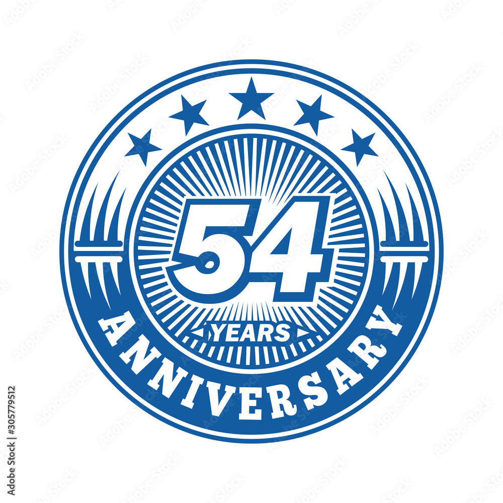 54 years logo. Fifty-four years anniversary celebration logo design. Vector and illustration.