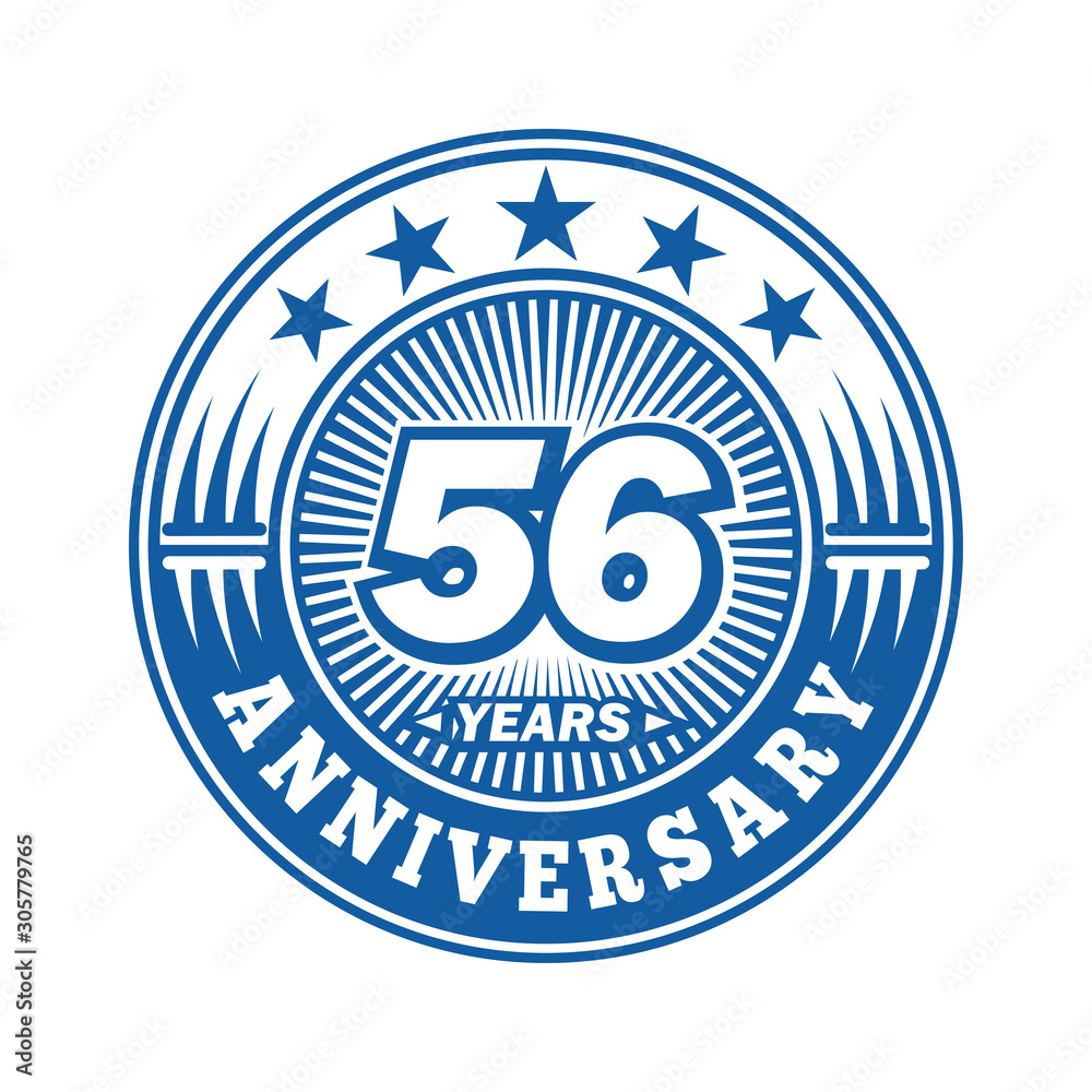 56 years logo. Fifty-six years anniversary celebration logo design. Vector and illustration.