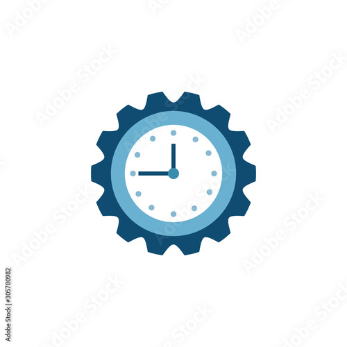 clock in gear shape flat style icon
