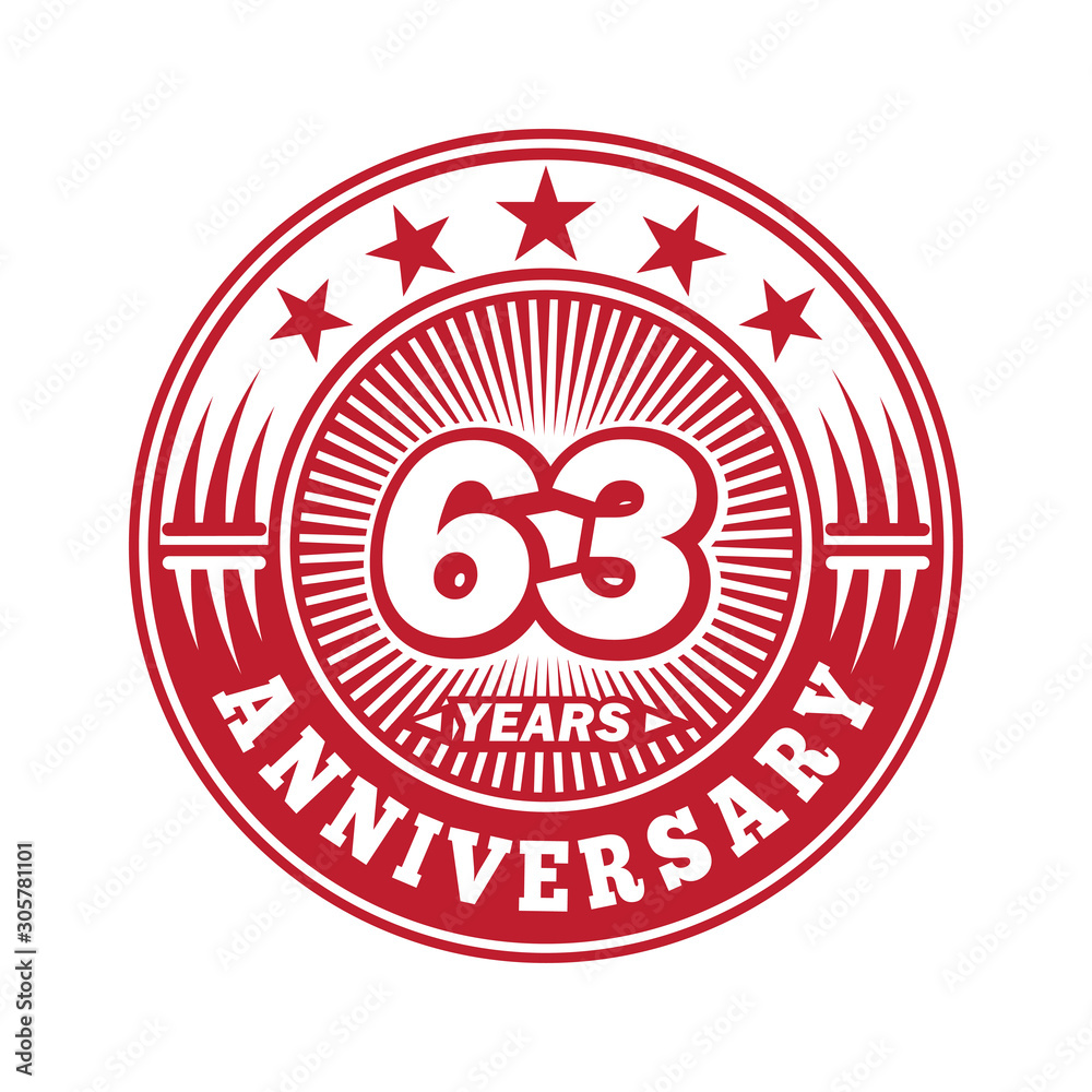 63 years logo. Sixty-three years anniversary celebration logo design. Vector and illustration.