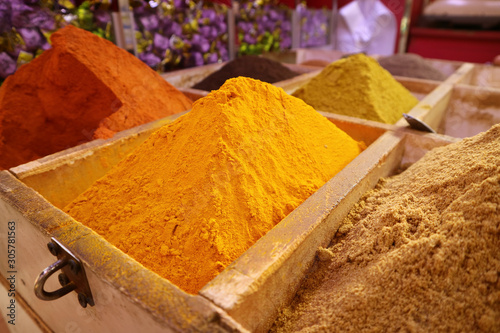 Fototapeta Naklejka Na Ścianę i Meble -  Vibrant yellow spice in the traditional market in Manama, Bahrain