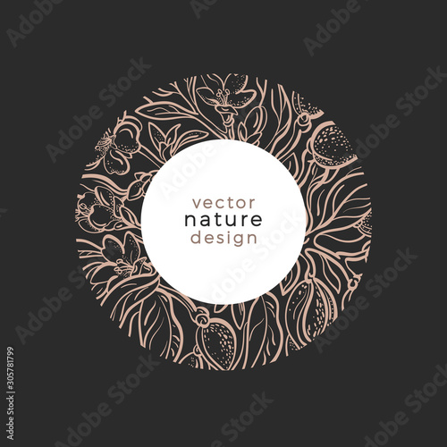 Nature in circle. Vector flora. Organic plant
