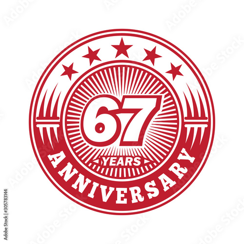 Wallpaper Mural 67 years logo. Sixty-seven years anniversary celebration logo design. Vector and illustration. Torontodigital.ca