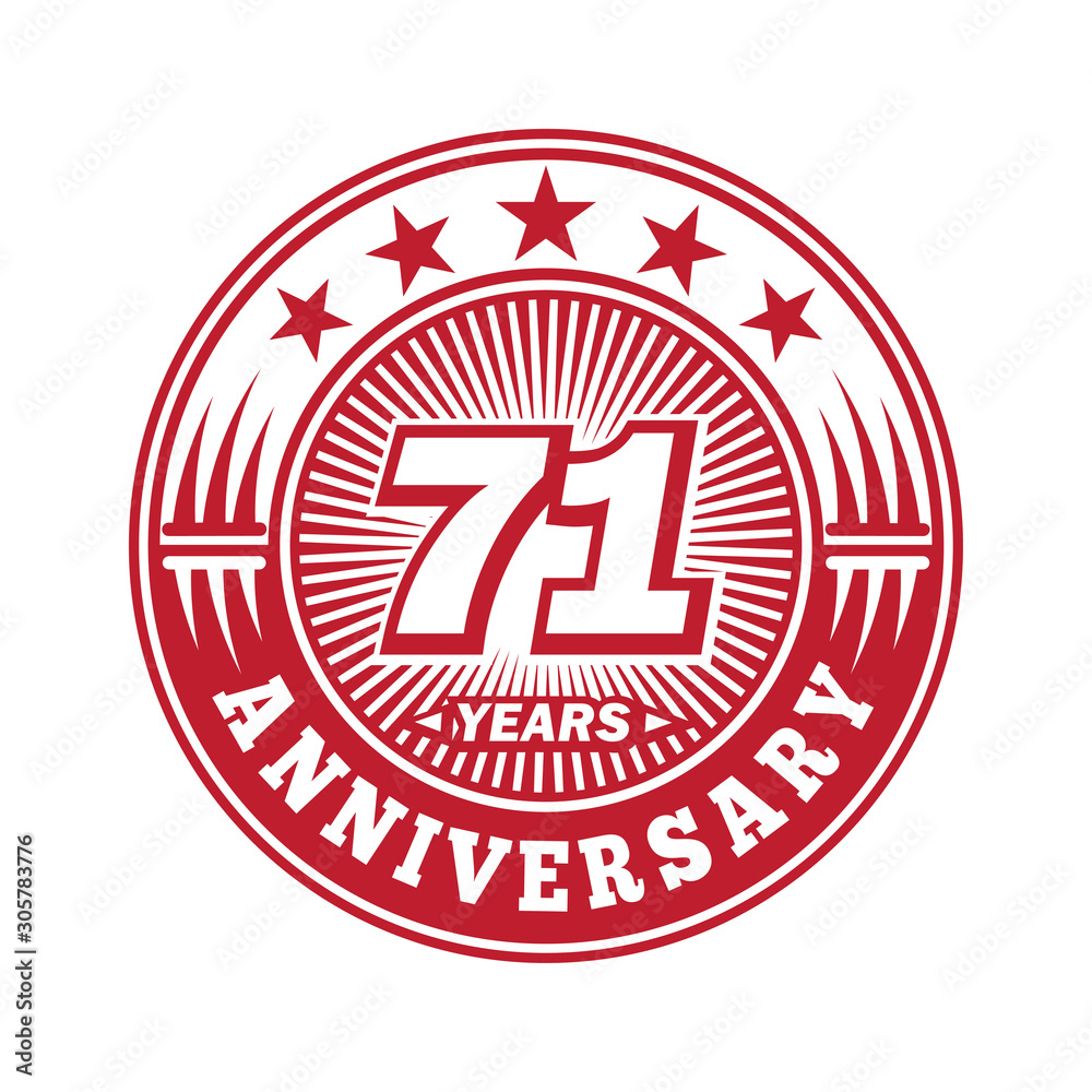 71 years logo. Seventy-one years anniversary celebration logo design. Vector and illustration.