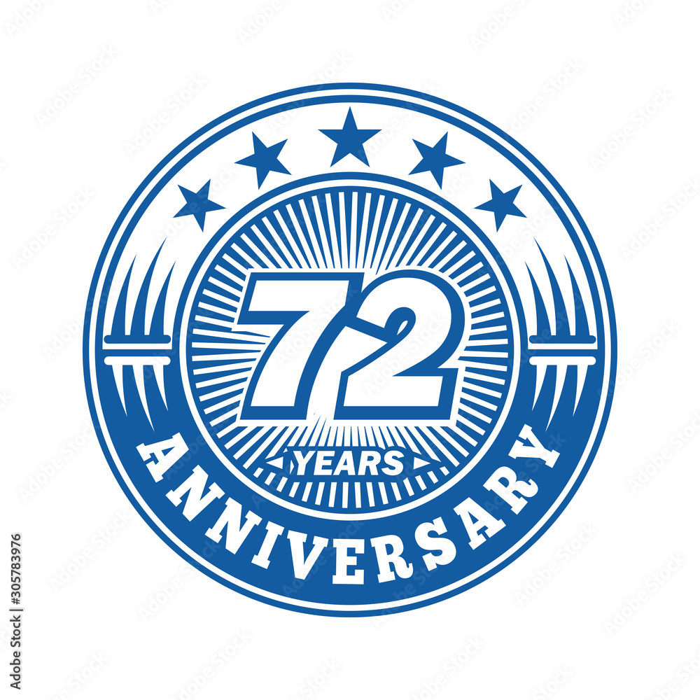 72 years logo. Seventy-two years anniversary celebration logo design. Vector and illustration.