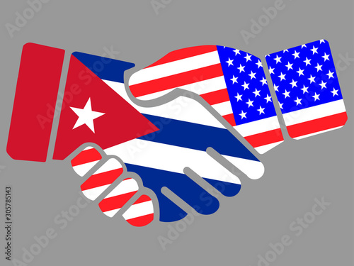 Cuba and USA flags Handshake vector