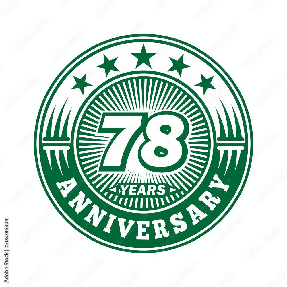 78 years logo. Seventy-eight years anniversary celebration logo design. Vector and illustration.