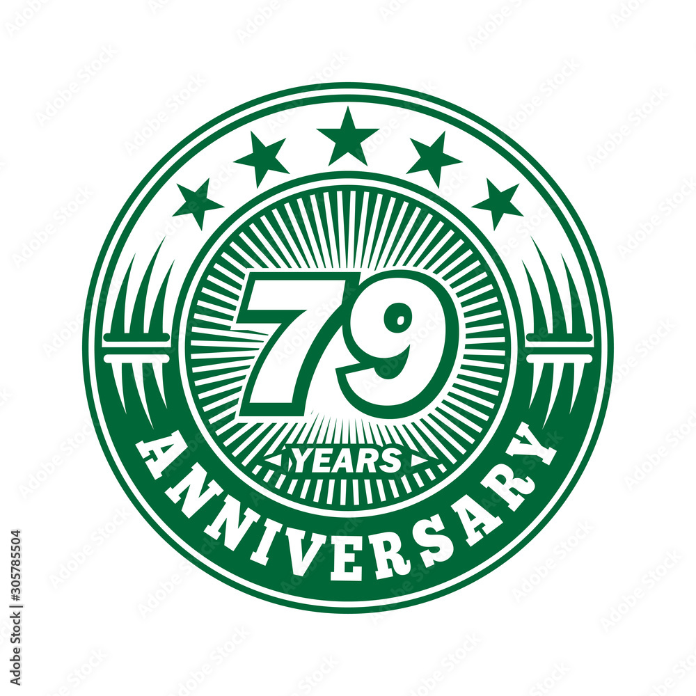 79 years logo. Seventy-nine years anniversary celebration logo design. Vector and illustration.