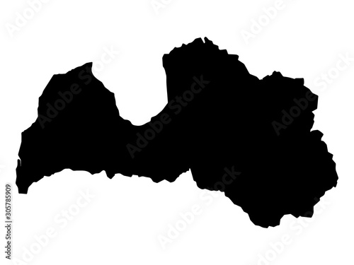 Latvia Map Silhouette Vector illustration Eps 10