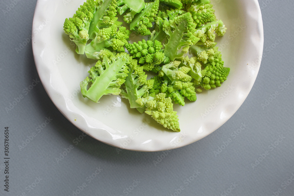 romanesco cauliflower cabbage (delicious vegetable, vitamins diet food) menu concept. food background. top view. copy space romanesco cauliflower cabbage (delicious vegetable, vitamins diet food) menu concept. food background. top view. copy space