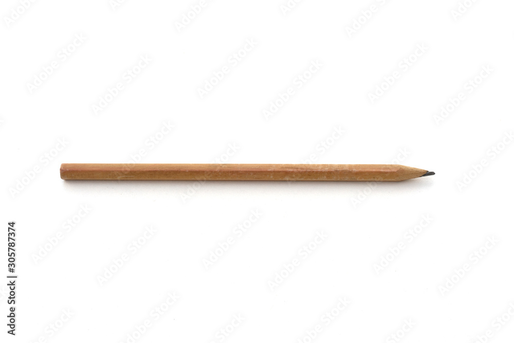 Brown pencil on white background