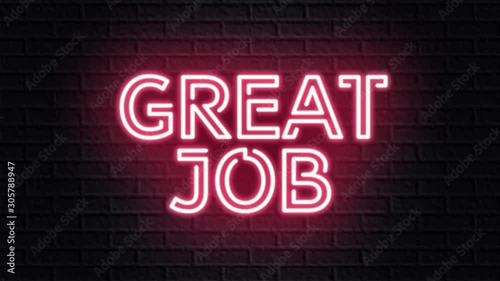 red neon video animation great job red neon video animation great job