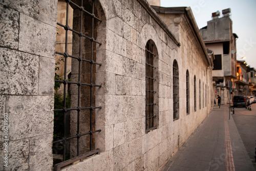 Fototapeta Naklejka Na Ścianę i Meble -  view of the stone wall of habib neccar mosque, antakya, turkey