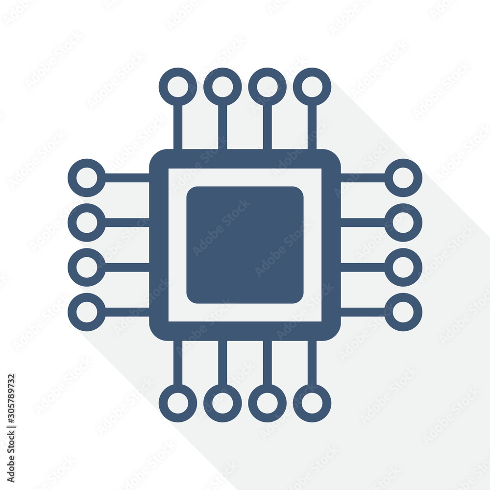 Flat design chip icon, computer concept illustration Flat design chip icon, computer concept illustration