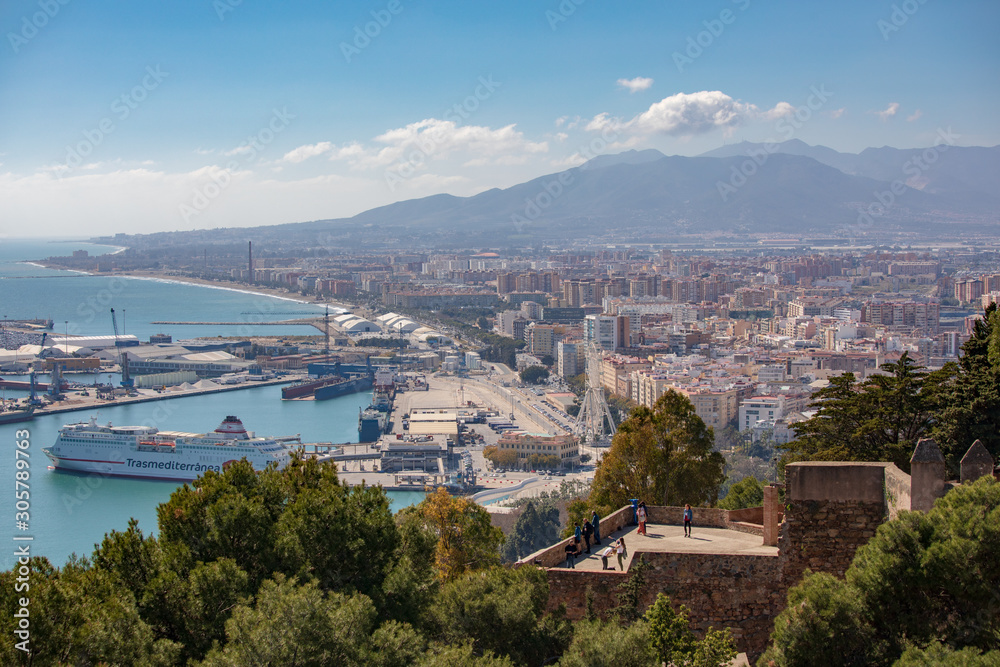 View from the Castle of Gibralfaro at city Malaga, Spain
