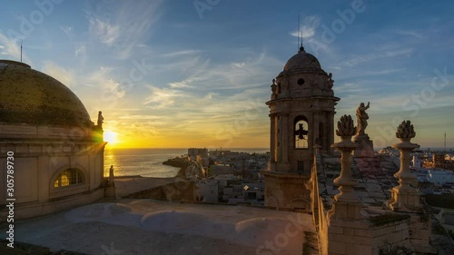 Spectacular Sunset from the Cathedral's East Tower Time-Lapse Cadiz