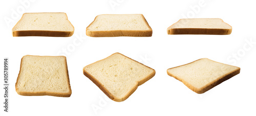 Foto Set of bread slices isolated on white background
