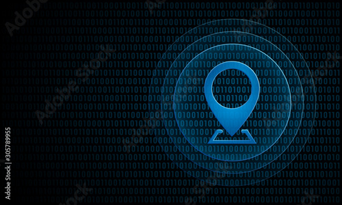 Digital location with ripples ''Pulse Effect'' technology pin symbol