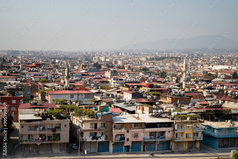 Antakya, Hatay / Turkey : October 29 / 2019 : Panoromic view of Antakya city