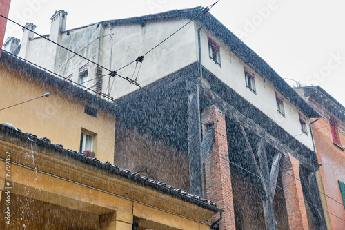 Heavy rain in Bologna, Italy.