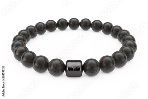 Richness and Good Fortune Concept. Black Lucky Stones Bracelet. 3d Rendering