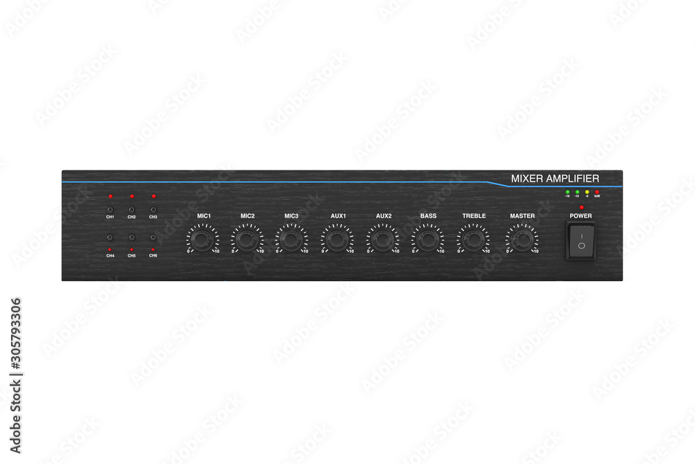 HIFI Stereo Mixer Amplifier. 3d Rendering