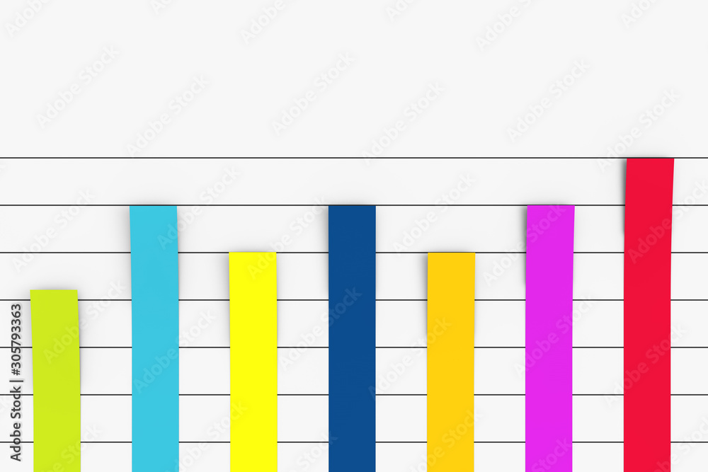 Obraz premium Colour Column Flat Graph Chart Infographics Paper Elements. 3d Rendering