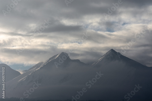 Tatra Mountain in wintertime, landscape with at snowcapped peaks of Tatra mountains Poland Zakopane