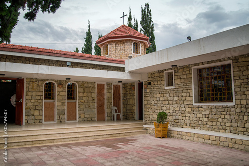 external view from courtyard of Surp Asdvadzadzin gregorian church at vakifli armenian village