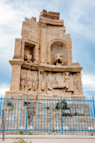 Ancient ruins of the Philopappu Monument an ancient Greek mausoleum and monument dedicated to Gaius Julius Antiochus Epiphanes Philopappos or Philopappus photo