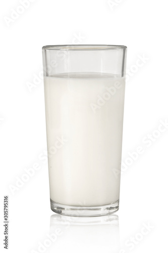 Glass of milk Isolated on a white background. Dairy product, close-up.