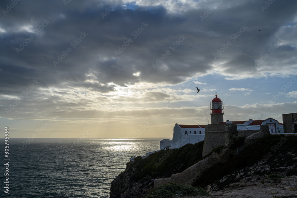lighthouse mood on the west coast of the algarve in portugal