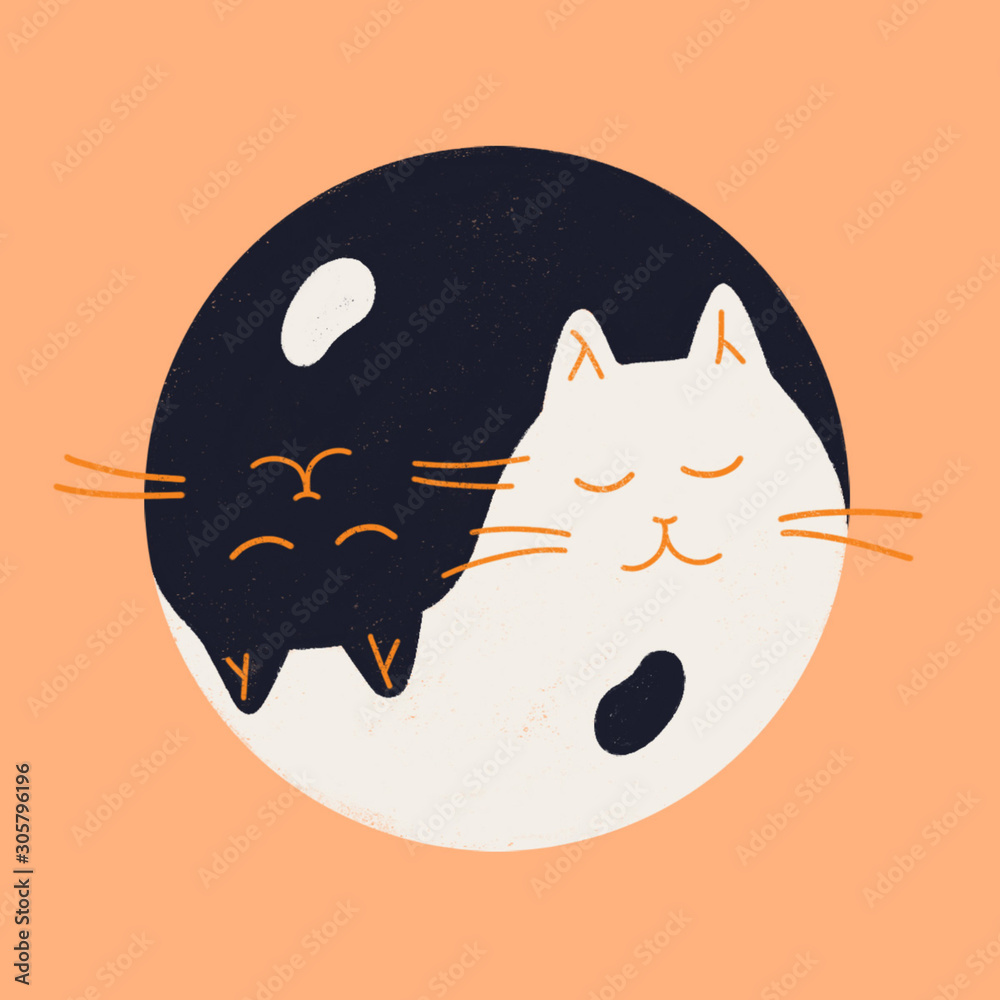 Illustration Yin Yang cats