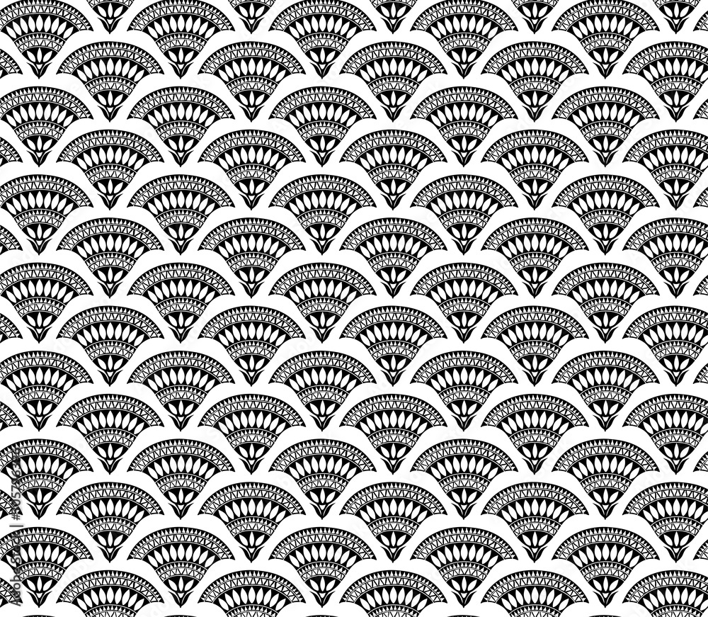 Seamless floral black and white pattern, stylized flowers. Appropriate for fabric materials, wallpaper. Sample is added to swatches panel. Seamless floral black and white pattern, stylized flowers. Appropriate for fabric materials, wallpaper. Sample is added to swatches panel.