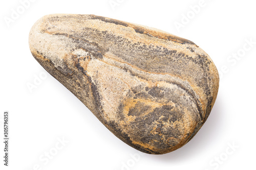Sea stone, isolated on a white background, top view. Photo taken by stacking method