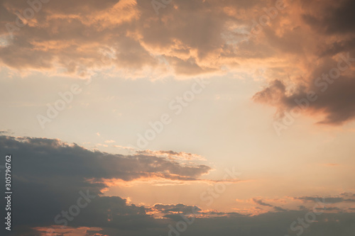 Abstract dramatic colorful burning sky with clouds frame