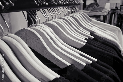 Assortment of clothes in the store
