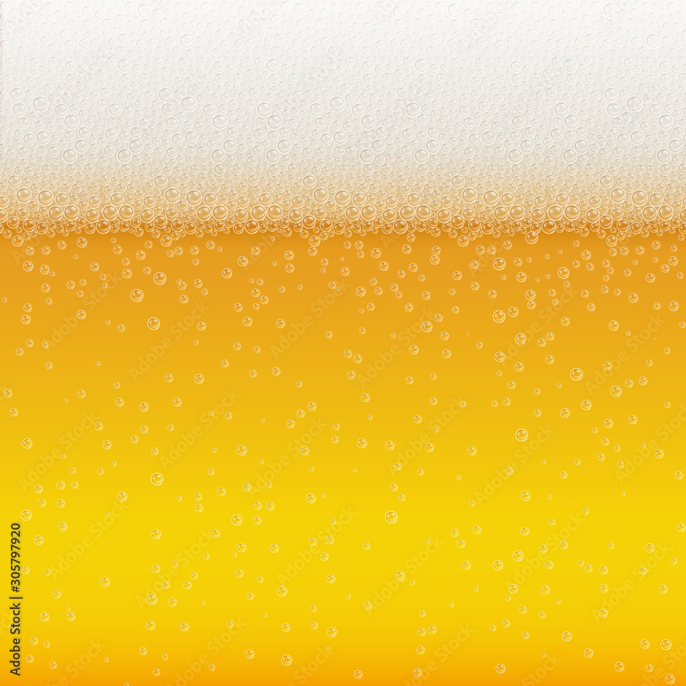 Realistic Bubbles and White Beer Foam. Cool Liquid Drink for Bar, Pub or Restaurant Menu Design. Yellow Horizontal Beer Fest Background in Foam. Cold Glass of Ale for Brewery Design Realistic Bubbles and White Beer Foam. Cool Liquid Drink for Bar, Pub or Restaurant Menu Design. Yellow Horizontal Beer Fest Background in Foam. Cold Glass of Ale for Brewery Design