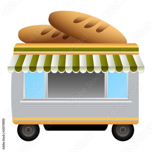 Bread kiosk icon. Cartoon of bread kiosk vector icon for web design isolated on white background