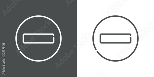 Icono plano lineal señal prohibido el paso en fondo gris y fondo blanco