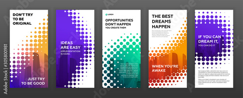 Social media stories templates set. Design background for banner. Personal blog post layout. Instagram or facebook stories template.